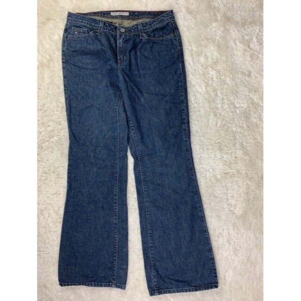 Tommy Hilfiger Size 8r Womens Jeans Flare Cotton Dark Wash Mid Rise